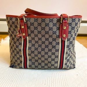 Gray/Navy, fabric, Gucci shoulder bag